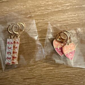 Gold and Pink Heart Western Earrings Set